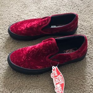 red velvet slip on vans